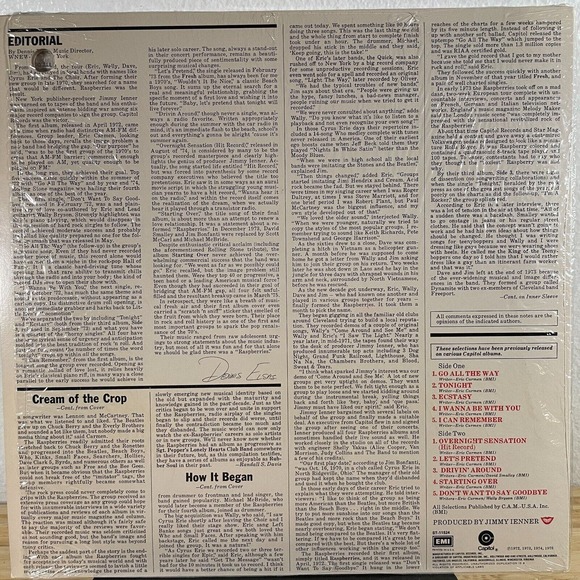 Raspberries' Best Vinyl Record Eric Carmen 1976 Capitol Records Shrink ST-11524 - Picture 4 of 11